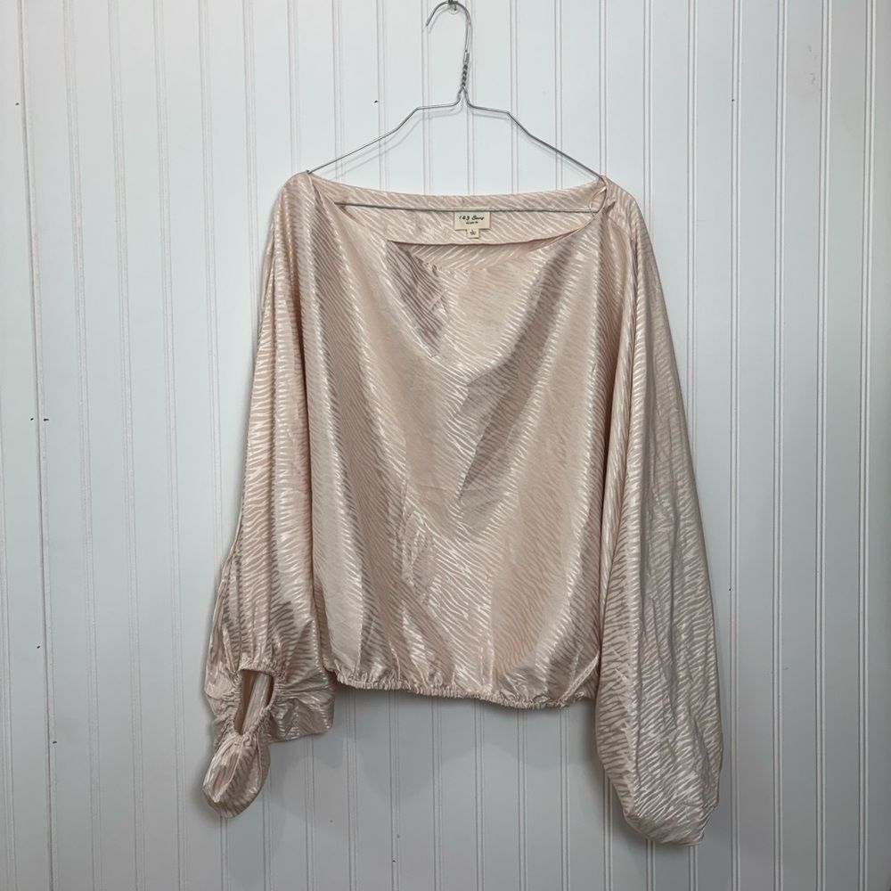1.4.3. Story by Line Up Blush Satin batwing sleeves boat neck Blouse